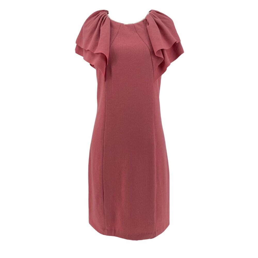 Patrizia Pepe Women's Wool Pink Flutter Sleeve Knee Length Dress Size 1 (Medium)